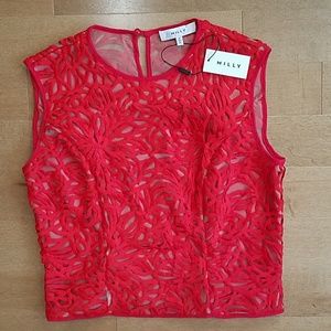 NWT MILLY Red "Irena" Sleeveless Top. Sz 2.